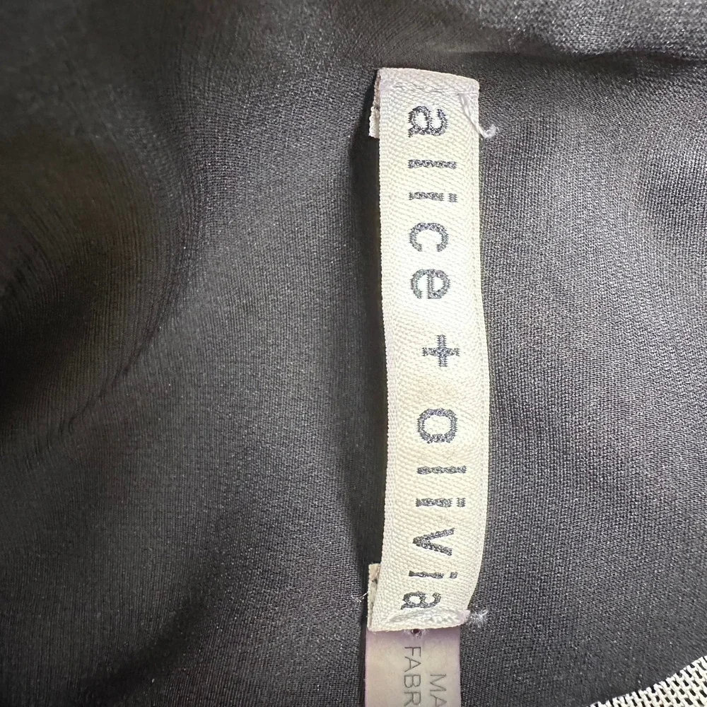 Alice + Olivia Black Cream‎ Damask Jacquard Mesh Sheath Dress Size 2
